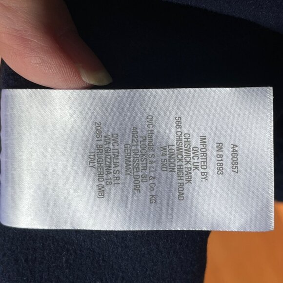 Dennis Basso XL Mixed Media Coat Hood Navy Gray Wool Blend Athleisure Chic Comfy - Picture 9 of 12